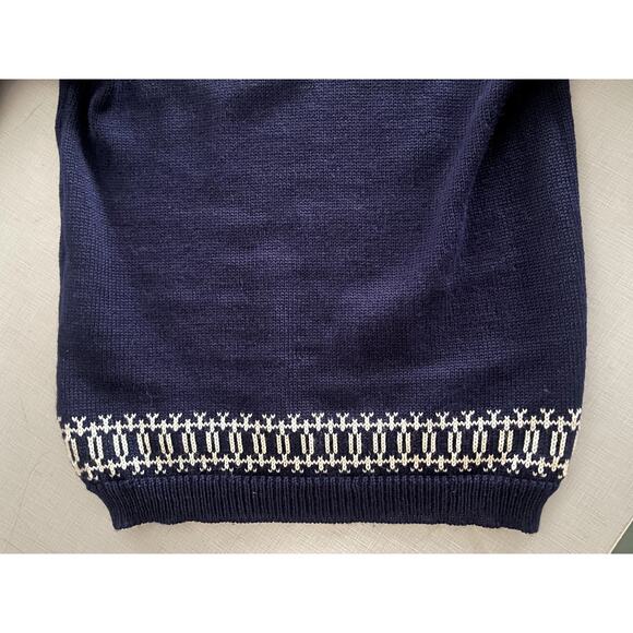 Dale of Norway Sz M Fair Isle Sweater Navy Wool Nordic Vintage Apres Ski Warm - Picture 10 of 11